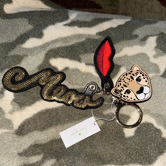Kate Spade Gold and Red Leopard Keychain - Picture 3 of 6